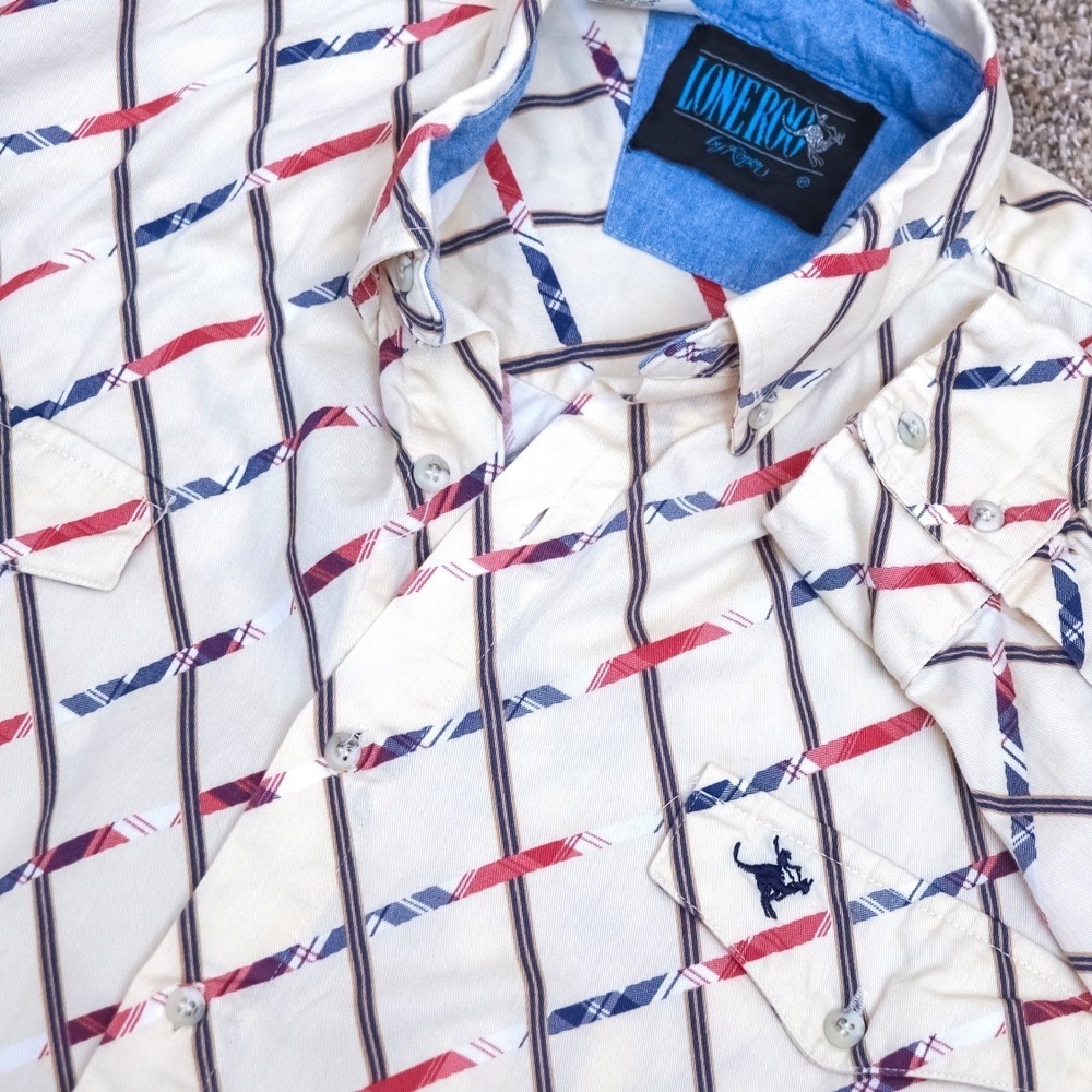 Vintage Lone Roo by Roper Western Flannel Shirt Men's XL USA Cowboy Rodeo